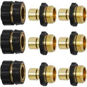 Triumpeek 3/4" Garden Hose Connector, 9 Pieces Garden Hose Quick Connect Fittings, Male and Female Quick Release Garden Hose Connector