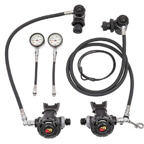 Dive Rite Sidemount Set 5' Left 22" Right with SPG Regulator Black
