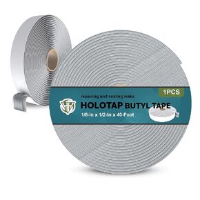 Holotap Butyl Tape- Grey 1/8-In x 1/2-In x 40-Foot,Rv Sealant Tape,Putty Seal Tape,Butyl Sealant Tape for Window, Roof,Deck,Windshield, and More