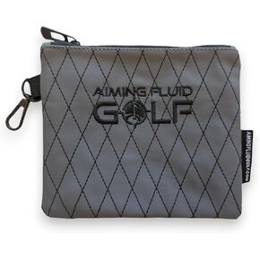 Premium Leather Golf Utility Pouch with Zippered Closure – Luxury Valuables Bag with Diamond Stitching, 360-Degree Metal Clip, and Soft Interior Lining (Black)