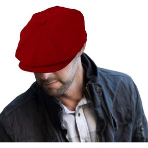 Men's Wool Newsboy Cap, Herringbone Driving Cabbie Tweed Applejack Golf Hat