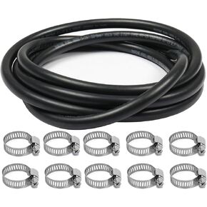 10 FT Marine Boat Fuel Line with 10 Hose Clamps,3/8" ID Hose Line Marine Outboard Boat Motor, Marine Rated Fuel Supply Hose Rubber High Pressure 400PSI Type A1-15 SAE J1527