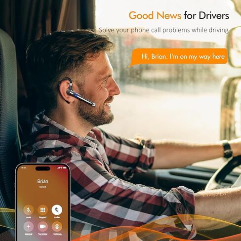 سماعة بلوتوث EUQQ V5.2، سماعة رأس لاسلكية مع ميكروفون، سماعة رأس للقيادة مع صندوق شحن 500 مللي أمبير في الساعة، سماعة أذن بلوتوث في وضع الاستعداد لمدة 120 ساعة، للهواتف المحمولة iOS وAndroid in Kuwait