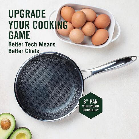 HexClad Hybrid Nonstick Frying Pan, 8-Inch, Stay-Cook Handle, Dishwasher and Oven Safe, Induction-Ready, Compatible with All Cooktops in Saudi Arabia