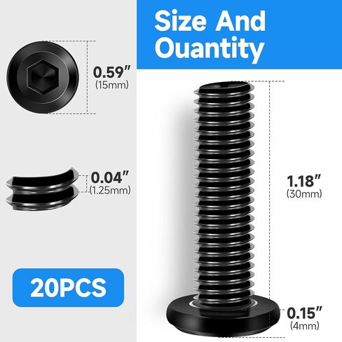 20Pcs M8 Bolt M8 x 30mm Flat Head Socket Cap Screw Bolts, M8 Screws Metric Bolt Kit, Stainless Steel Bolts 304, Black Oxide M8x1.25 Bolt by Marysino in Saudi Arabia