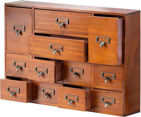 Wooden Desk Drawer Organizer ，Vintage Apothecary Craft Cabinet Supplies,Home Office &Tea & Dressers Bedroom Organization and Storage,library Catalog Cabinet With 9 Drawers in Saudi Arabia