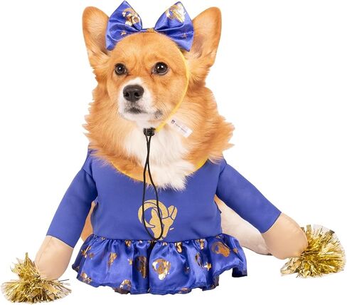 NFL Los Angeles Rams Officially Licensed Cheer Dog Costume Includes Dress with Faux Stuffed arms and Tinsel pom-poms and Satin Bow Headband (Large) in Saudi Arabia