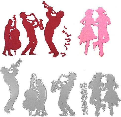 Metal A Group of People Played Musical Instruments Cutting Dies, A Couple Danced The Tango Die Cuts Embossing Stencils Template Mould for Card Scrapbooking and DIY Craft in Kuwait