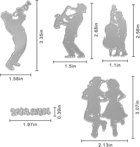 Metal A Group of People Played Musical Instruments Cutting Dies, A Couple Danced The Tango Die Cuts Embossing Stencils Template Mould for Card Scrapbooking and DIY Craft in Kuwait