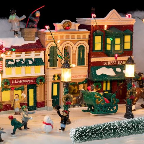 Youyole 3 Pcs Christmas Village Flexible Sisal Hedge Winter Xmas Garden Decor Christmas Village Accessories Greenery Wall Backdrop Snowed Rattan Railing Fence Decor for Miniature Village Township in Saudi Arabia