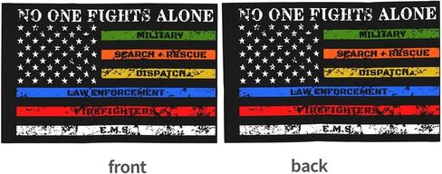 2 Pack No One Fights Alone Multi Thin Line Car Flag 12 X 18 inch Double Side First Responder Sign Car Window Flags in Kuwait