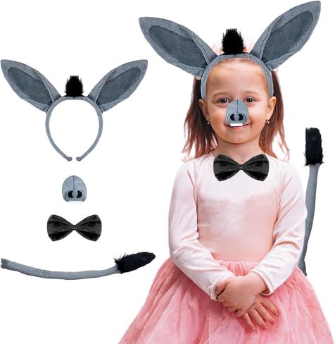 Animal Costume Accessory Cosplay Mouse Donkey Ear Tail Bow Tie Set Birthday Halloween Christmas Party Dress Up Costume Set in Saudi Arabia