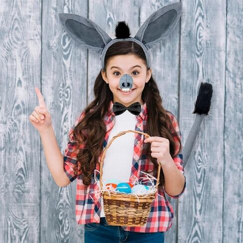 Animal Costume Accessory Cosplay Mouse Donkey Ear Tail Bow Tie Set Birthday Halloween Christmas Party Dress Up Costume Set in Saudi Arabia