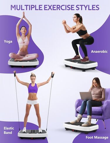 Vibration Plate Exercise Machine, Arvnka Power Waver Vibration Plate for Lymphatic Drainage,Vibrating Plate Machine with Resistance Bands & Remote for Weight Loss for Women Men,Home Exercise Equipment in Saudi Arabia