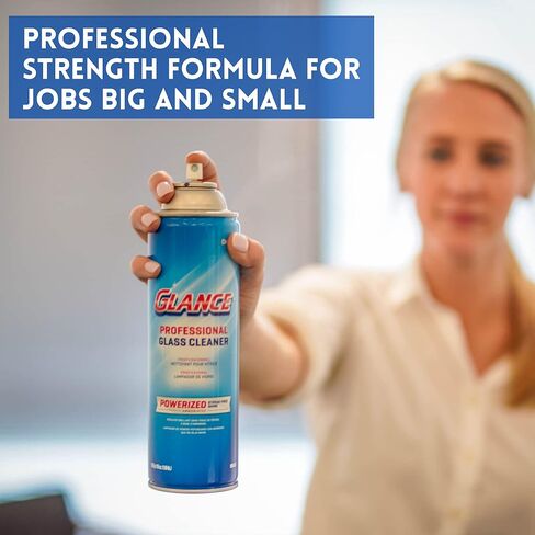 منظف ​​الزجاج الاحترافي القوي من GLANCE 101109731، تركيبة رغوية تلتصق بالنوافذ والمرايا والأسطح الصلبة، رذاذ الهباء الجوي، 19 أونصة in Kuwait