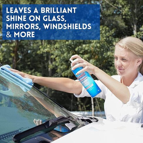 منظف ​​الزجاج الاحترافي القوي من GLANCE 101109731، تركيبة رغوية تلتصق بالنوافذ والمرايا والأسطح الصلبة، رذاذ الهباء الجوي، 19 أونصة in Kuwait