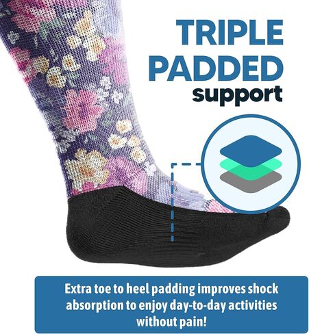 جوارب Viasox EasyStretch لمرضى السكري للرجال والنساء، جزء علوي غير مربوط، مقدمة غير مدرزة، مقاس فضفاض، 4 عبوات، كفوف وبتلات in Kuwait