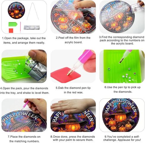 عيد الميلاد تخزين الماس اللوحة شنقا مجموعات DIY الاكريليك الماس الفن Suncatchers جدار علامة نافذة جنوم إكليل الرعب الماس اللوحة عيد الميلاد جورب قلادة الحلي الزينة للبالغين (C) in Kuwait