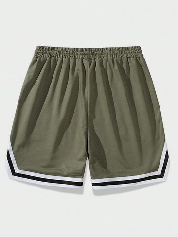 SHENHE Men's Letter Print Drawstring Waist Striped Trim Workout Gym Track Shorts in Saudi Arabia
