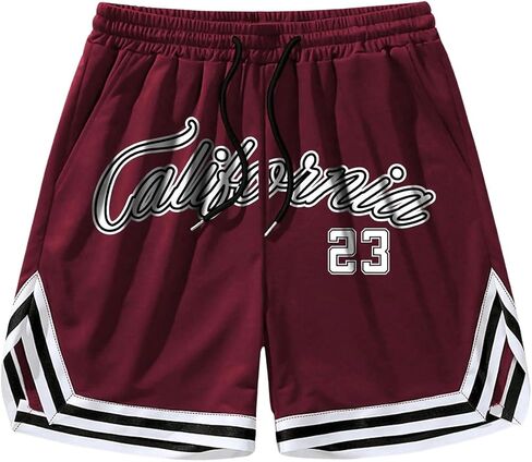 SHENHE Men's Letter Print Drawstring Waist Striped Trim Workout Gym Track Shorts in Saudi Arabia