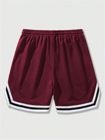 SHENHE Men's Letter Print Drawstring Waist Striped Trim Workout Gym Track Shorts in Saudi Arabia