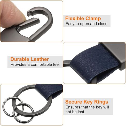 HARFINGTON Car Keychain Clip Leather Key Ring Key Holder Organizer with Detachable Key Rings for Men Women in Saudi Arabia