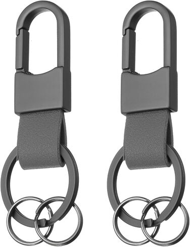 HARFINGTON Car Keychain Clip Leather Key Ring Key Holder Organizer with Detachable Key Rings for Men Women in Saudi Arabia