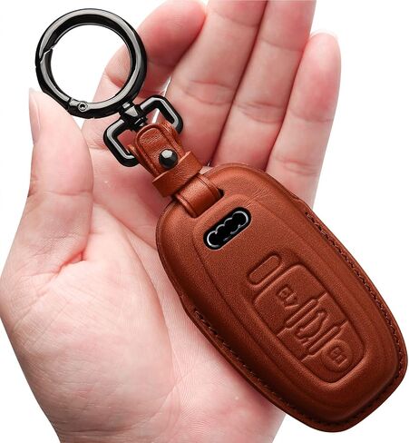 Tukellen Compatible with Audi Key Fob Cover Genuine Leather with Keychain,Leather Key Case Key Shell Compatible with Audi R8 Q5 Q7 S3 S4 S5 S6 S7 S8 SQ5 RS5 RS7 A4 A5 A6 A7 A8 Keyless Entry-Black in Saudi Arabia