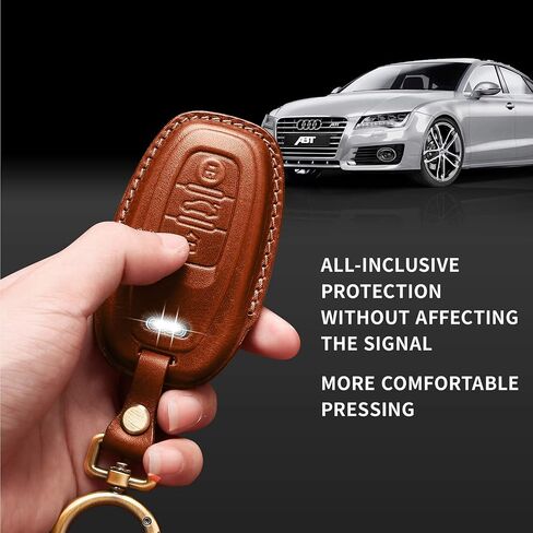 Tukellen Compatible with Audi Key Fob Cover Genuine Leather with Keychain,Leather Key Case Key Shell Compatible with Audi R8 Q5 Q7 S3 S4 S5 S6 S7 S8 SQ5 RS5 RS7 A4 A5 A6 A7 A8 Keyless Entry-Black in Saudi Arabia
