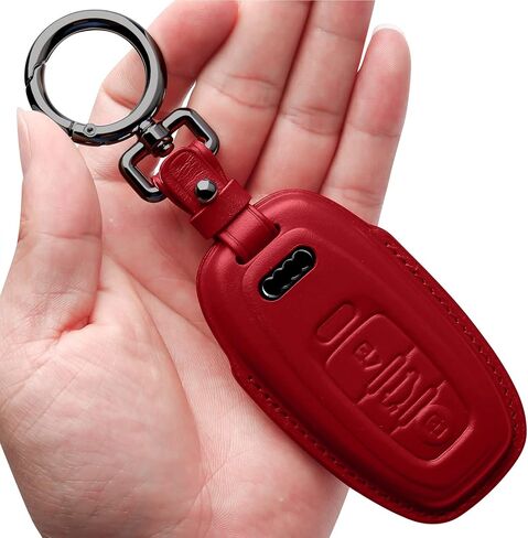 Tukellen Compatible with Audi Key Fob Cover Genuine Leather with Keychain,Leather Key Case Key Shell Compatible with Audi R8 Q5 Q7 S3 S4 S5 S6 S7 S8 SQ5 RS5 RS7 A4 A5 A6 A7 A8 Keyless Entry-Black in Saudi Arabia