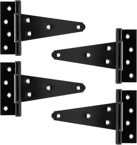 6 Inch Heavy Duty T-Strap Shed Door Hinges,4 Pack Gate Strap Hinges Black FenceTee Hinge for Outdoor Wood Gates,Shed Door,Barn Door,Wrought Hardware for Wooden Fences,Yard,Barn Door,Rustproof in Saudi Arabia