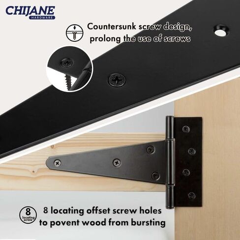 6 Inch Heavy Duty T-Strap Shed Door Hinges,4 Pack Gate Strap Hinges Black FenceTee Hinge for Outdoor Wood Gates,Shed Door,Barn Door,Wrought Hardware for Wooden Fences,Yard,Barn Door,Rustproof in Saudi Arabia