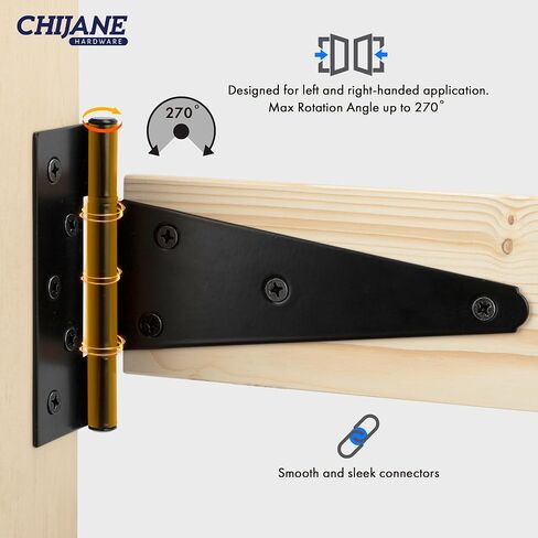 6 Inch Heavy Duty T-Strap Shed Door Hinges,4 Pack Gate Strap Hinges Black FenceTee Hinge for Outdoor Wood Gates,Shed Door,Barn Door,Wrought Hardware for Wooden Fences,Yard,Barn Door,Rustproof in Saudi Arabia