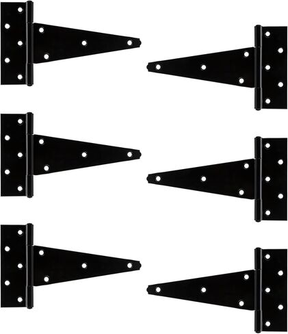6 Inch Heavy Duty T-Strap Shed Door Hinges,4 Pack Gate Strap Hinges Black FenceTee Hinge for Outdoor Wood Gates,Shed Door,Barn Door,Wrought Hardware for Wooden Fences,Yard,Barn Door,Rustproof in Saudi Arabia