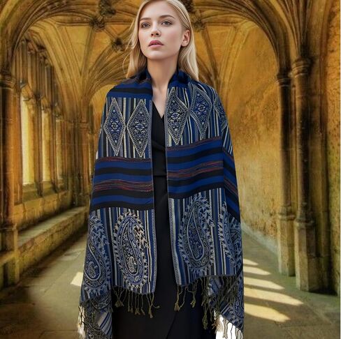 Women's Scarf Pashmina Shawl Wraps Soft Silky Vintage Pattern Multi Purpose Scarves for Evening Wedding Party in Saudi Arabia