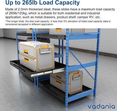 VADANIA 32" Soft Close Heavy Duty Drawer Slides, VK2053, Up to 265lb Load Capacity, 3-Fold Full Extension, Ball Bearing, Side Mount, 1-Pair in Saudi Arabia