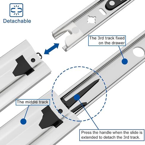VADANIA 32" Soft Close Heavy Duty Drawer Slides, VK2053, Up to 265lb Load Capacity, 3-Fold Full Extension, Ball Bearing, Side Mount, 1-Pair in Saudi Arabia