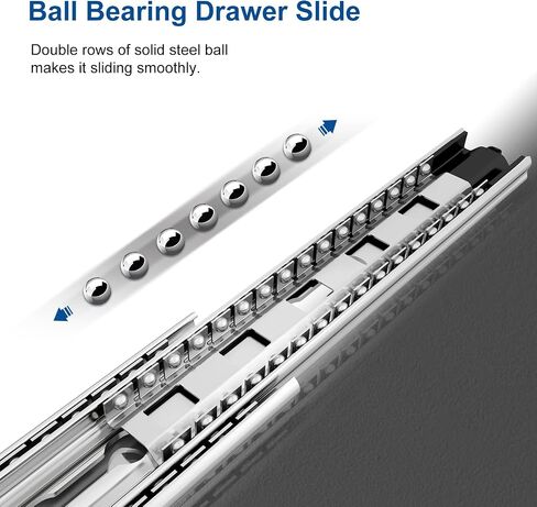 VADANIA 32" Soft Close Heavy Duty Drawer Slides, VK2053, Up to 265lb Load Capacity, 3-Fold Full Extension, Ball Bearing, Side Mount, 1-Pair in Saudi Arabia