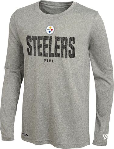 New Era NFL Men's Grids Dri-Tek Cool Heathered Grey Long Sleeve T-Shirt, Adult Football Tagless T-Shirt in Saudi Arabia