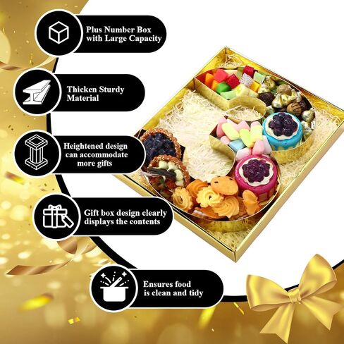 رقم 11.8 بوصة من الورق المقوى Charcuterie مع غطاء شفاف ورق قابل للتعبئة حرف Mache علبة حلوى كب كيك صندوق حاوية حلوى لعيد الميلاد والذكرى السنوية لعيد الهالوين وديكور عيد الميلاد (ذهبي، رقم 2) in Kuwait