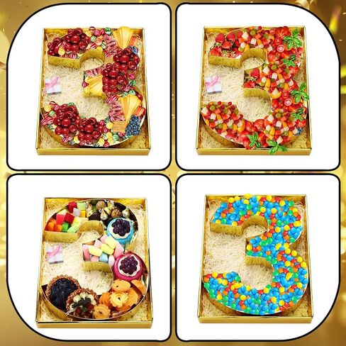 رقم 11.8 بوصة من الورق المقوى Charcuterie مع غطاء شفاف ورق قابل للتعبئة حرف Mache علبة حلوى كب كيك صندوق حاوية حلوى لعيد الميلاد والذكرى السنوية لعيد الهالوين وديكور عيد الميلاد (ذهبي، رقم 2) in Kuwait