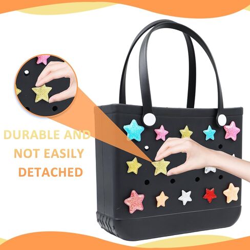 14 قطعة من إكسسوارات النجوم اللامعة الملونة لحقيبة بوج، حلية زينة عيد الميلاد لحقيبة بوج، متوافقة مع معظم حقائب الشاطئ المطاطية النسائية in Kuwait