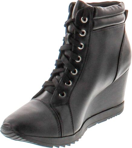 Forever Link Women's Fashion Glitter High Top Lace Up Wedge Sneaker Shoes in Saudi Arabia