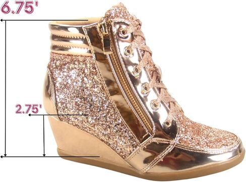 Forever Link Women's Fashion Glitter High Top Lace Up Wedge Sneaker Shoes in Saudi Arabia