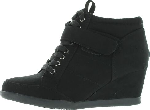 Forever Link Women's Fashion Glitter High Top Lace Up Wedge Sneaker Shoes in Saudi Arabia