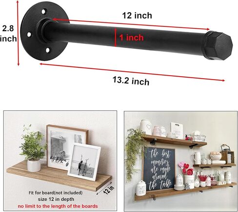 Industrial Black Iron Pipe Shelf Brackets Wall Mount DIY Shelving Brackets Pipe Decor Wall Rustic Garment Rack Hardware Included, 8 Inch Set of 6 in Saudi Arabia