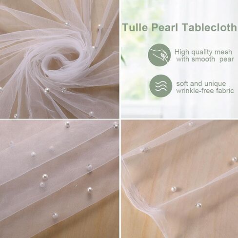 GORGECRAFT 1.6x2 Yards Pink Mesh Table Cloth Runner Blushing Bridal Veil Tablecloth Pearl Tulle Lace Fabrics Wedding Arch Decorations Chiffon Covers for Birthday Party Arch Event Dining Tables in Saudi Arabia