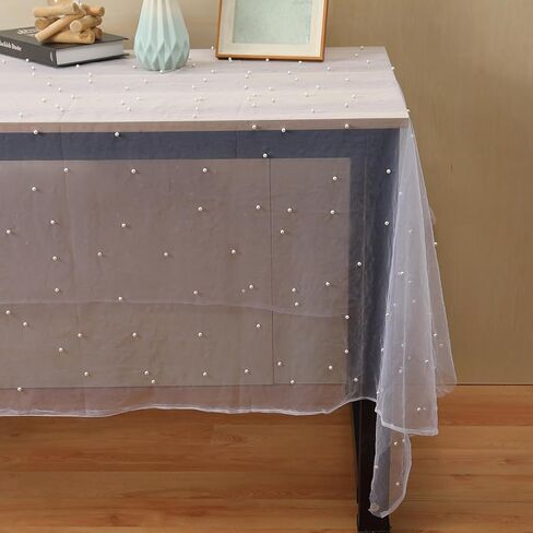 GORGECRAFT 1.6x2 Yards Pink Mesh Table Cloth Runner Blushing Bridal Veil Tablecloth Pearl Tulle Lace Fabrics Wedding Arch Decorations Chiffon Covers for Birthday Party Arch Event Dining Tables in Saudi Arabia