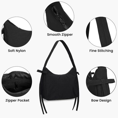 Nylon Crescent Bag Coquette Bow Purse for Women Y2K Purse Red Shoulder Bag Cute Bow Tie Tote Handbag Underarm Bag in Saudi Arabia
