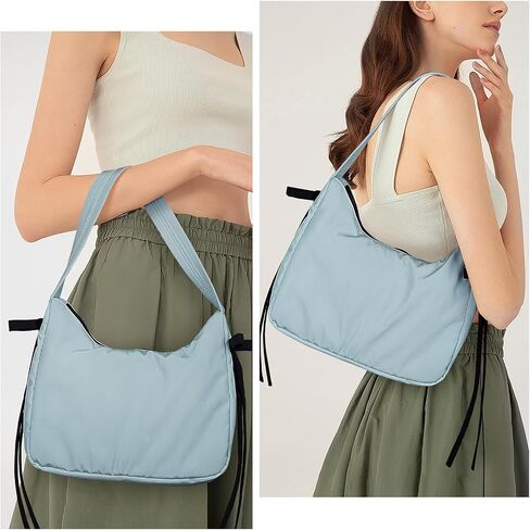 Nylon Crescent Bag Coquette Bow Purse for Women Y2K Purse Red Shoulder Bag Cute Bow Tie Tote Handbag Underarm Bag in Saudi Arabia